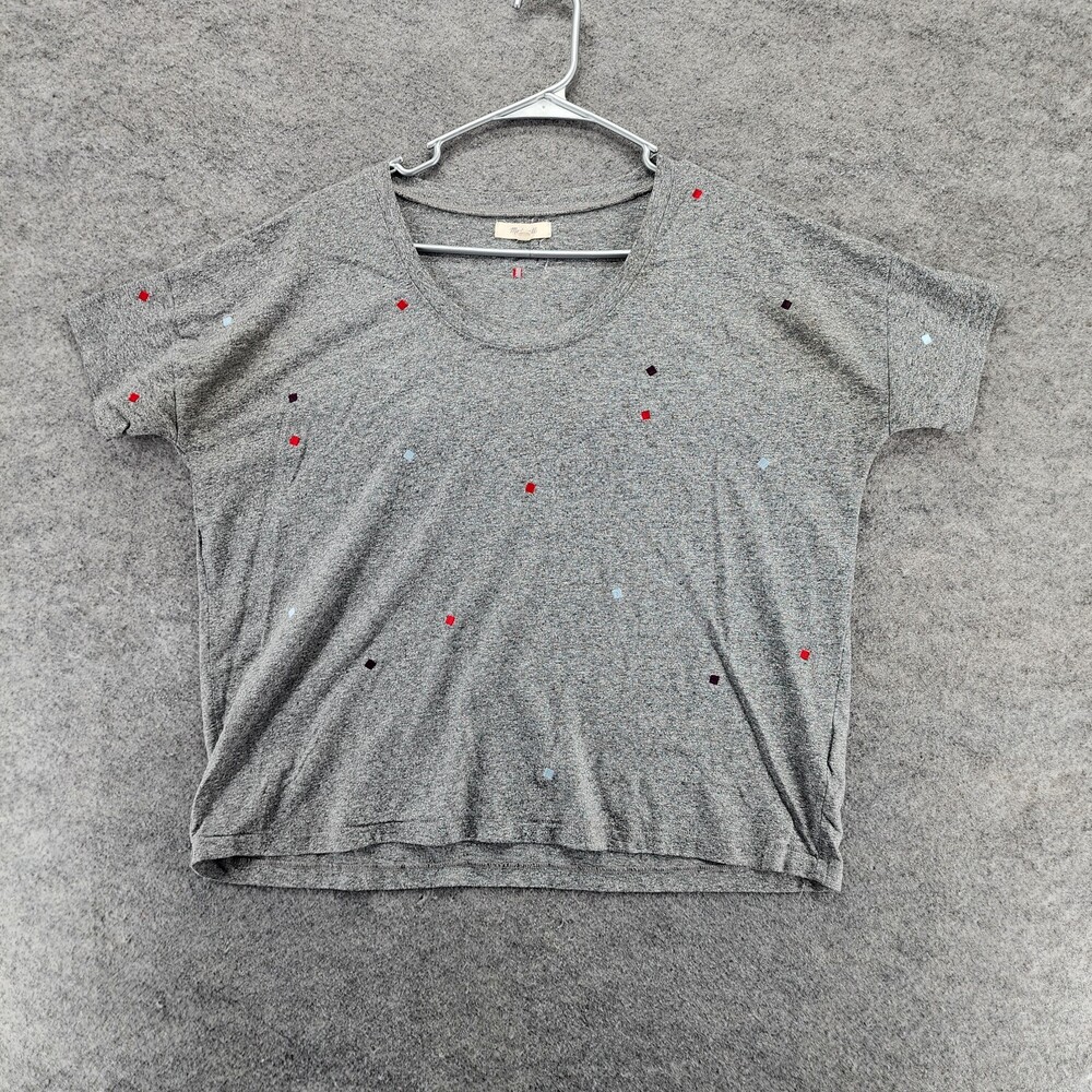 Madewell Shirt Womens Small Short Sleeve Gray Cropped